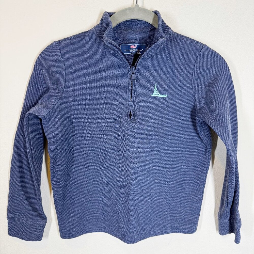 Vineyard Vines Boys Quarter Zip Sweatshirt Dark Blue Size 7